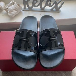 Ferragamo black slides